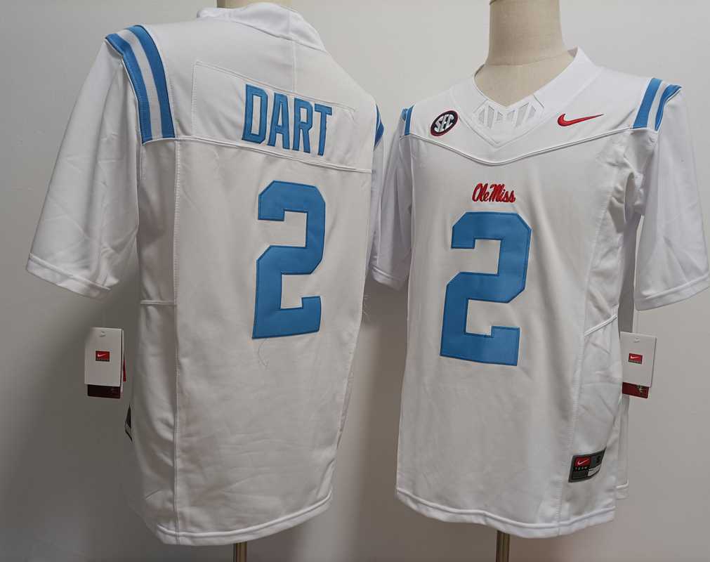 Mens Ole Miss Rebels #2 Jaxson Dart White 2024 F.U.S.E Stitched Jersey->ole miss rebels->NCAA Jersey